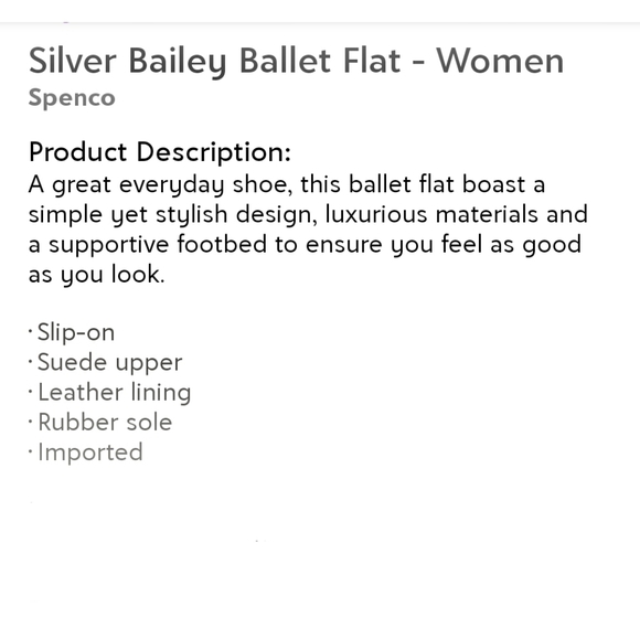 👣SPENCO 👣Silver Bailey Ballet Flat footwear - Picture 5 of 16